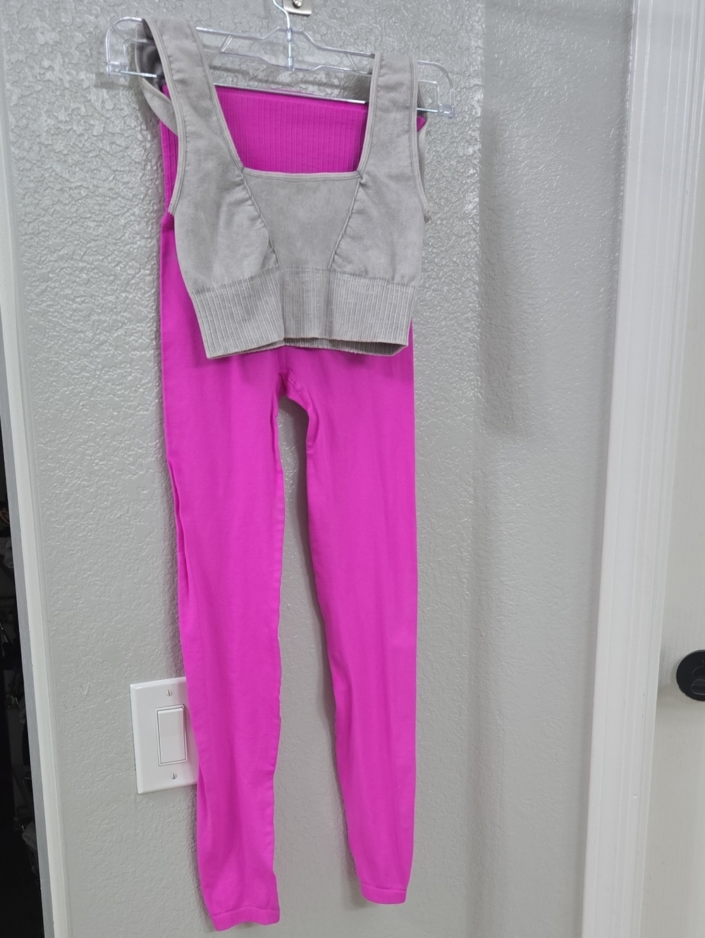 FP Movement Hot Pink Good Karma Leggings with Ribbed Bra Set